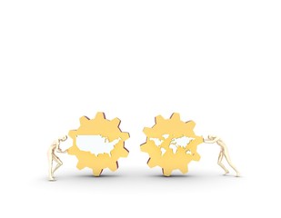 Coordination and influence between gears,USA and world