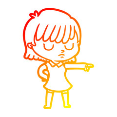 warm gradient line drawing cartoon woman