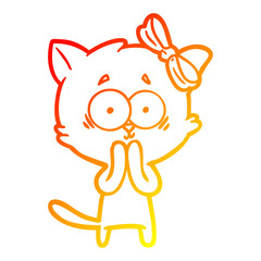warm gradient line drawing cartoon cat