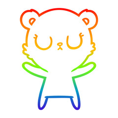 rainbow gradient line drawing peaceful cartoon bear