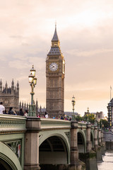 London - U K- August 18, 2013 -  Big Ben at sunset - is the London building that houses the two...