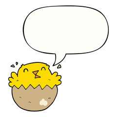 cartoon hatching chick and speech bubble