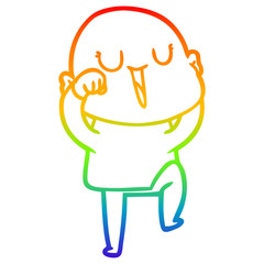 rainbow gradient line drawing happy cartoon bald man