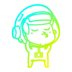 cold gradient line drawing cartoon confident astronaut © lineartestpilot