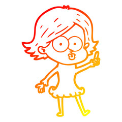 warm gradient line drawing cartoon girl pouting