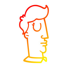 warm gradient line drawing cartoon human head