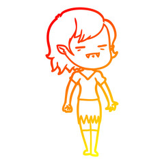 warm gradient line drawing cartoon undead vampire girl