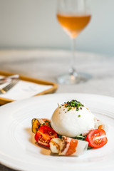 Artigiana Burrata Salad Herb marinated burrata, French cured pork shoulder and salad