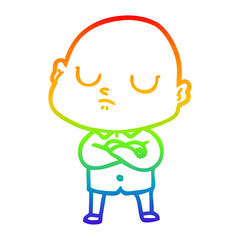 rainbow gradient line drawing cartoon bald man