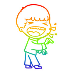 rainbow gradient line drawing cartoon laughing man