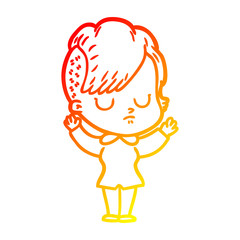 warm gradient line drawing cartoon woman