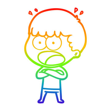 recommend clip art: rainbow gradient line drawing cartoon shocked man