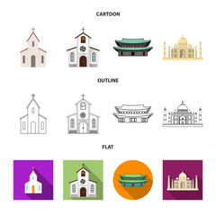 Vector illustration of religion and wedding symbol. Set of religion and house vector icon for stock.