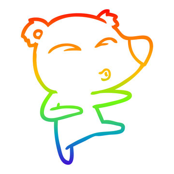 recommend clip art: rainbow gradient line drawing cartoon whistling bear