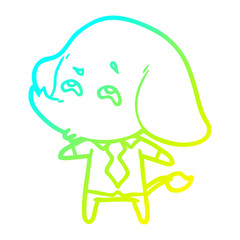 cold gradient line drawing cartoon elephant boss remembering