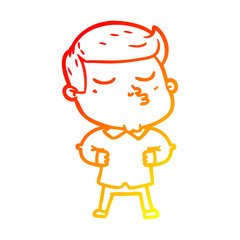warm gradient line drawing cartoon model guy pouting