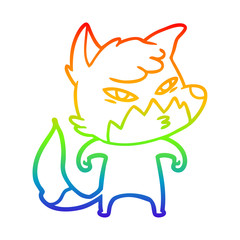 rainbow gradient line drawing clever cartoon fox