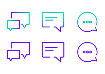 Trendy modern flat vector set icons with speech bubbles. Talk balloon icons on isolated background for web site page, marketing, mobile app, design element