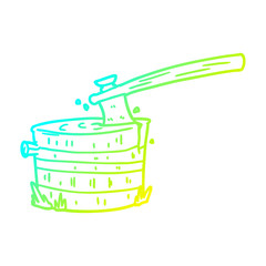 cold gradient line drawing cartoon tree stump with axe