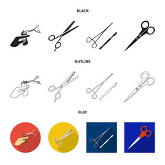 Isolated object of scissor and craft sign. Set of scissor and open vector icon for stock.