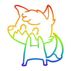 rainbow gradient line drawing cartoon friendly fox