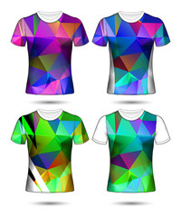  t-shirt templates abstract geometric collection of different colors polygonal mosaic