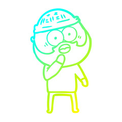 cold gradient line drawing shocked bearded man