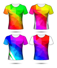  t-shirt templates abstract geometric collection of different colors polygonal mosaic