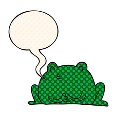 cute cartoon frog and speech bubble in comic book style