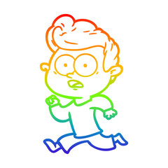 rainbow gradient line drawing shocked cartoon man