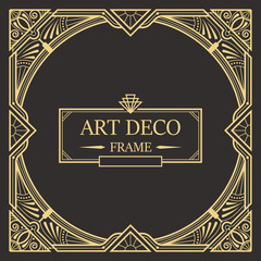 Art deco border and frame template. Creative template in style of 1920s for your design