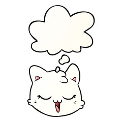 cartoon cat face and thought bubble in smooth gradient style