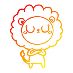 warm gradient line drawing cartoon lion