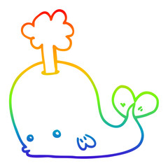 rainbow gradient line drawing cartoon whale