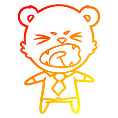 warm gradient line drawing angry cartoon bear