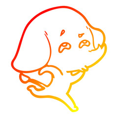 warm gradient line drawing cartoon elephant remembering
