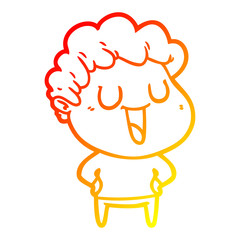 warm gradient line drawing laughing cartoon man