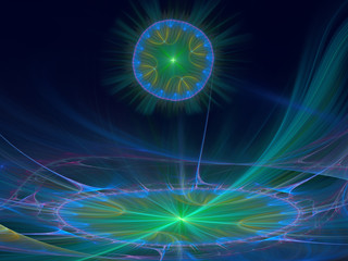 Fototapeta premium Surreal alien landscape. Abstract 3d illustration in perspective.