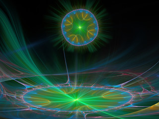 Surreal alien landscape. Abstract 3d illustration in perspective.