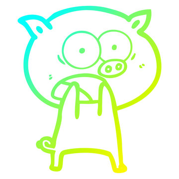 recommend clip art: cold gradient line drawing cartoon pig shouting