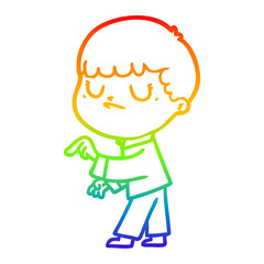 rainbow gradient line drawing cartoon grumpy boy