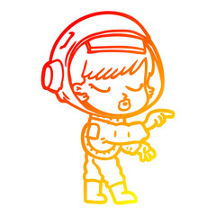 warm gradient line drawing cartoon pretty astronaut girl pointing