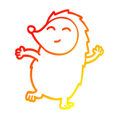 warm gradient line drawing cartoon happy hedgehog