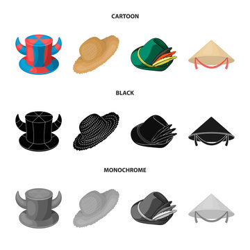 Vector design of hat and cap symbol. Collection of hat and model stock symbol for web.