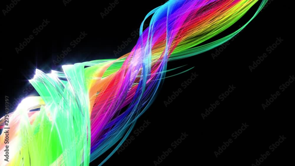 Poster abstract transparent tapes in motion as seamless creative background. colorful stripes twist in a ci