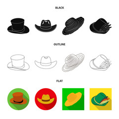 Vector illustration of hat and cap logo. Collection of hat and model stock vector illustration.