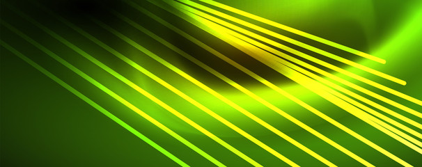 Shiny color neon light with lines, abstract wallpaper, shiny motion, magic space light. Techno abstract background