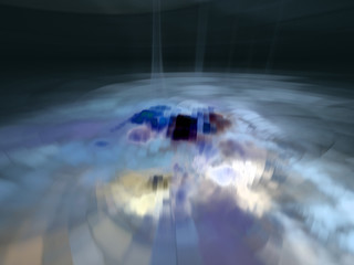 Abstract cloudy sky - top view. 3d illustration in perspective.