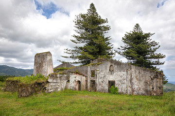 Old ruins of abandoned house in the middle of Sao Miguel island, Azores