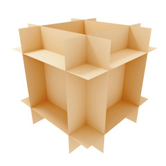 3d rendering of brown carton object